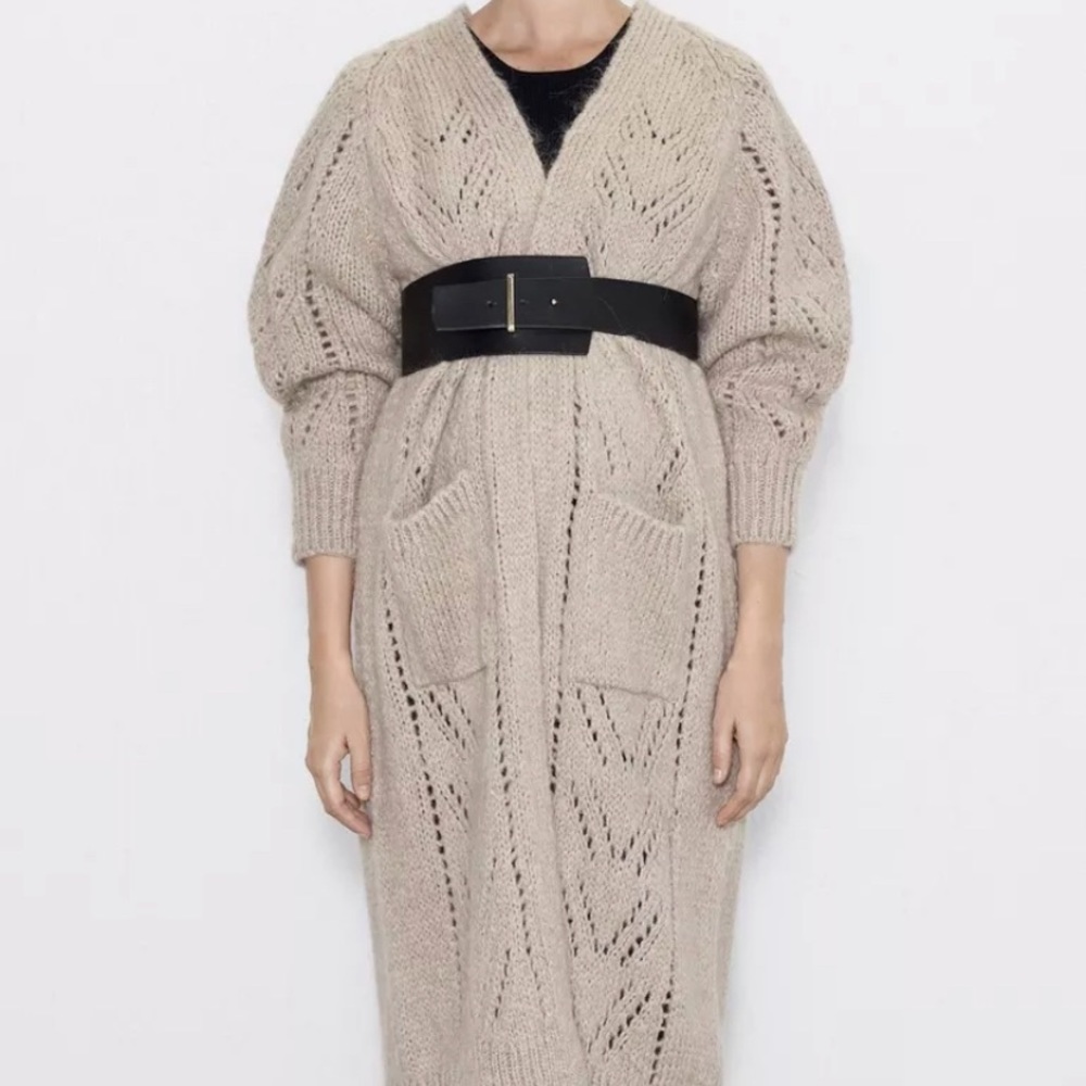 NWT Zara Wool Oversized Cardigan Beige Medium M